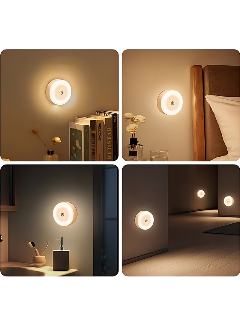 CLAVON 2 قطع مصباح ليلي LED قابل للتعديل، مصباح سرير LED، 3 أوضاع ألوان (أبيض، دافئ، بارد)، تحكم باللمس، تركيب مغناطيسي على الحائط للاستخدام الداخلي (غرفة أطفال، ممر، مطبخ، غرفة نوم، خزانة أحذية)، بطارية ليثيوم قابلة للشحن، إضاءة داخلية | ضوء حائط حديث | سطوع قابل للتعديل، مصباح ليلي - Image 2